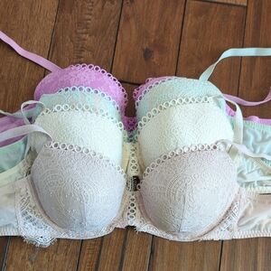 Victoria Secret Lace  Bra Set - Cream, Mint, Pink, Purple Dream Angels Lined Dem